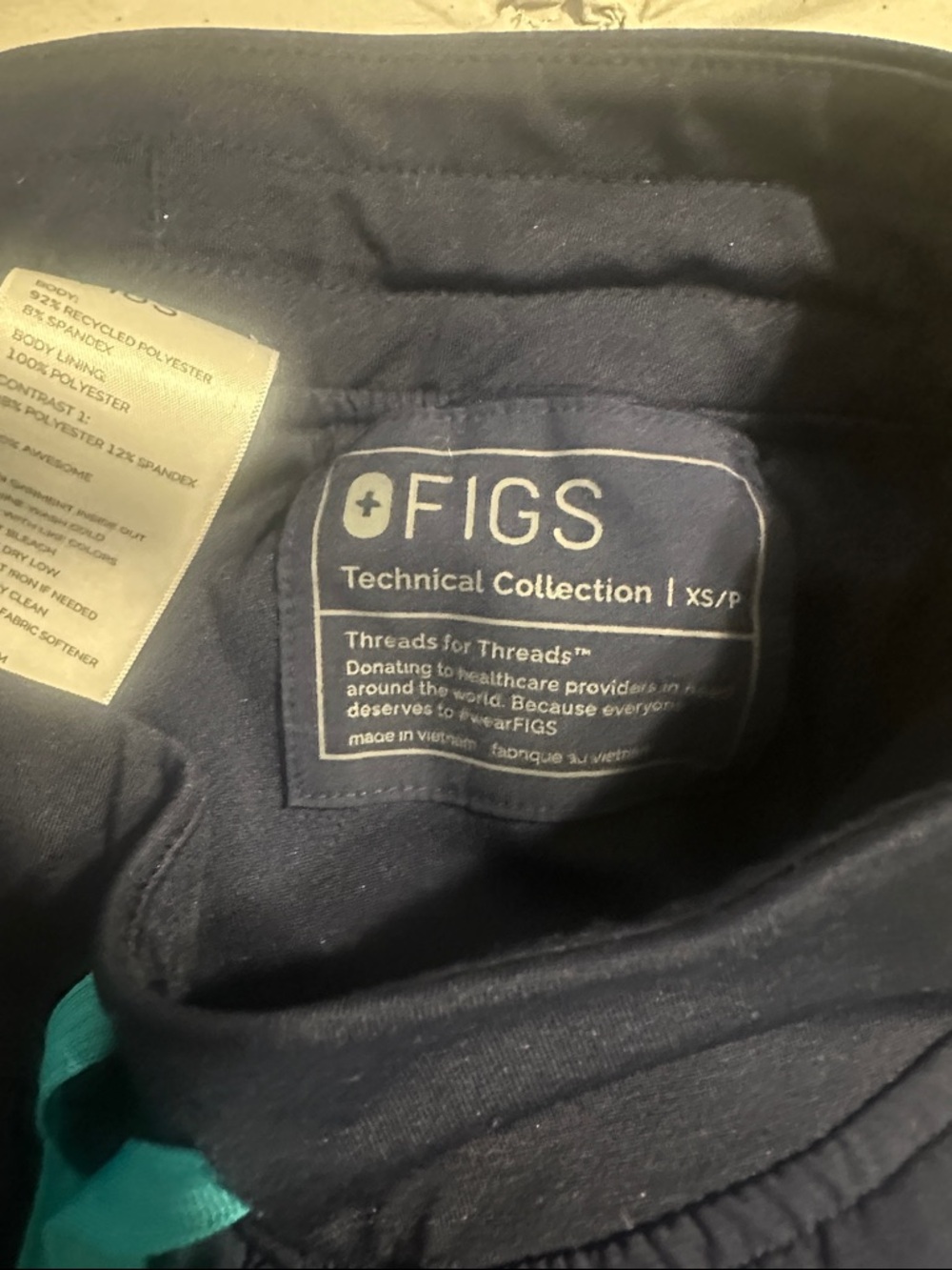 Figs Technical Collection Scrub Pant- Navy with Teal